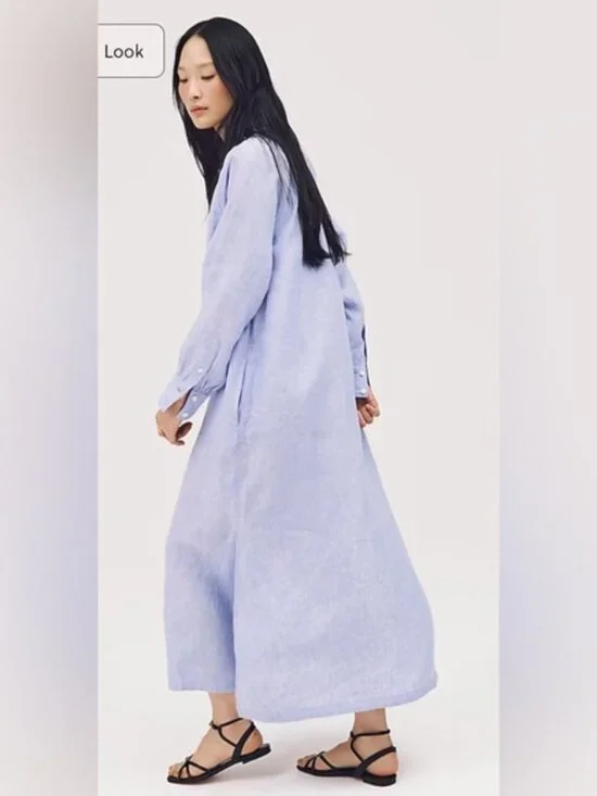 J. Crew Cabana Linen Dress. French Blue Full Slip. Pockets XS. NWT. $169.00 MSRP - Picture 2 of 8